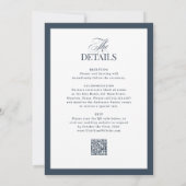 Marineblaue formelle Hochzeit mit RSVP-QR-Code Einladung (Rückseite)