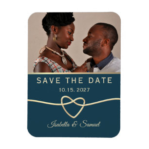 Marineblaue Foto-Hochzeit Save The Date Einladung Magnet