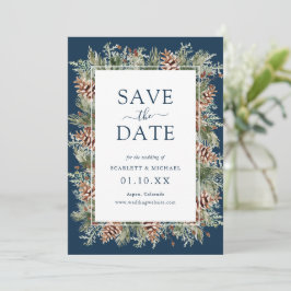Marineblaue Foto-Save-the-Date-Karte Save The Date
