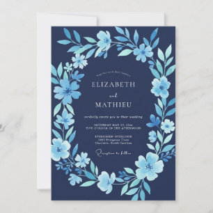 Marineblaue gefrorene Winterhochzeit Einladung