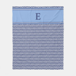 Marineblaue geometrische Chevron-Monogramm-Design Fleecedecke