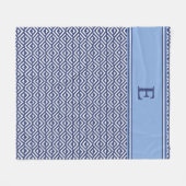 Marineblaue geometrische Chevron-Monogramm-Design Fleecedecke (Vorderseite (Horizontal))