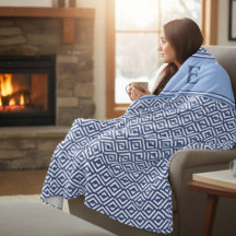 Marineblaue geometrische Chevron-Monogramm-Design