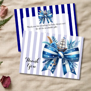 Marineblaue gestreifte Vintage-Bow-Dankeskarte Karte