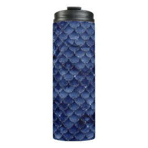 Marineblaue Glitzer-Meerjungfrau-Schuppen-Muster Thermosbecher