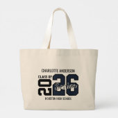 Marineblaue Glückwünsche zur Abschlussfeier  Jumbo Stoffbeutel (Rückseite)