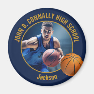 Marineblaue Gold Basketballspieler Foto Magnet