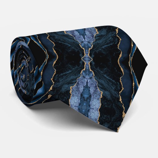 Marineblaue Gold Glitter Krawatte (Gerollt)