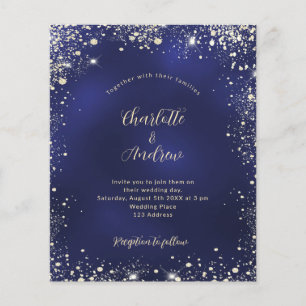 Marineblaue gold glitzernde Budget-Hochzeitseinlad Flyer