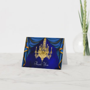 Marineblaue Gold Kronleuchter Dankeskarten Dankeskarte