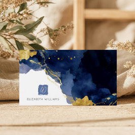 Marineblaue Goldene Abstrakte Monogramm Visitenkar