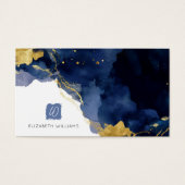 Marineblaue Goldene Abstrakte Monogramm Visitenkar (Vorderseite)