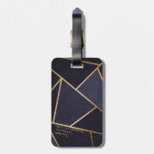 Marineblaue goldene Dreiecke geometrisch elegant k Gepäckanhänger (Rückseite vertikal)