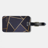 Marineblaue goldene Dreiecke geometrisch elegant k Gepäckanhänger (Rückseite horizontal)