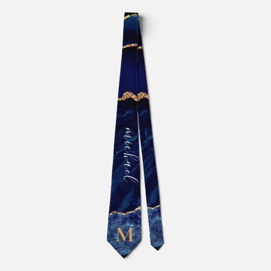 Marineblaue Goldene Krawatte Personalisierter Name (Vorderseite)