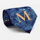 Marineblaue Goldene Krawatte Personalisierter Name (Gerollt)