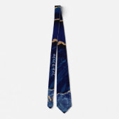 Marineblaue Goldene Krawatte Personalisierter Name (Rückseite)
