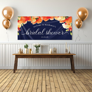 Marineblaue Goldene Mohn-Hochzeitsdusche Willkomme Banner