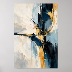 Marineblaue Goldene Schnittpunkt Abstracte Wandkun Poster