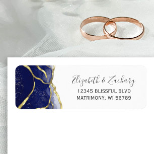 Marineblaue Goldtinte Hochzeitsrücksendeadresse