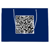 Marineblaue große benutzerdefinierte Tasche QR-Cod Geschenktüte (Vorderseite)