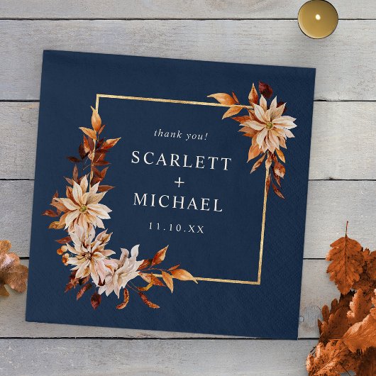 Marineblaue Herbst-Hochzeitsservietten Serviette