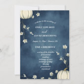 Marineblaue Herbst-Kürbis-Hochzeitsprogramm (Vorderseite)
