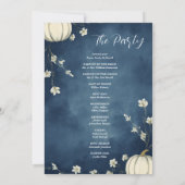 Marineblaue Herbst-Kürbis-Hochzeitsprogramm (Rückseite)
