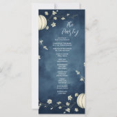 Marineblaue Herbst-Kürbis-Hochzeitsprogramm (Rückseite)