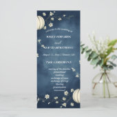 Marineblaue Herbst-Kürbis-Hochzeitsprogramm (Stehend Vorderseite)