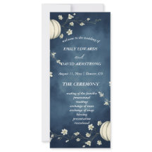 Marineblaue Herbst-Kürbis-Hochzeitsprogramm