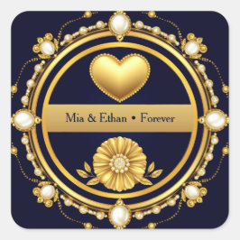 💙 Marineblaue Hochzeit Danke Favor 💙 Quadratischer Aufkleber