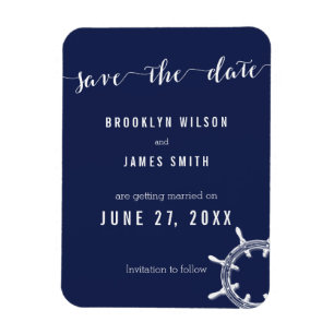 Marineblaue Hochzeits-Save-The-Date-Magnete Magnet