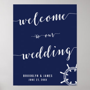 Marineblaue Hochzeitsempfangs-Schilderdruck Poster