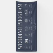 Marineblaue Hochzeitsfeier Programm Banner (Vertikal)