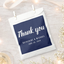 Marineblaue Hochzeitsgunstbeutel mit Schriftzug Geschenktütchen
