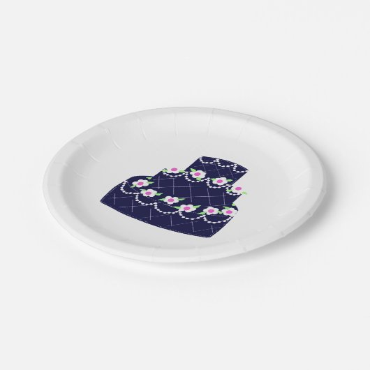 Marineblaue Hochzeitstorte Pappteller (Schrägansicht)