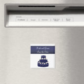 Marineblaue Hochzeitstorte Save the Date Magnet (In Situ (Geschirrspüler))