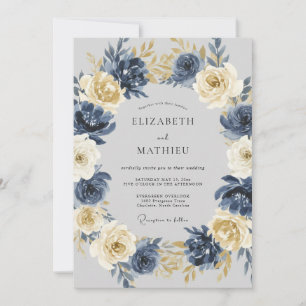 Marineblaue illustre Winterhochzeit Einladung