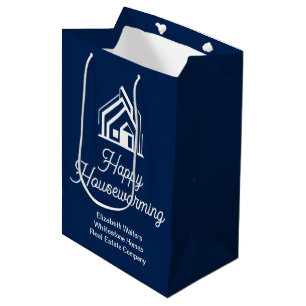 Marineblaue Immobilienfirma Maßgeschneiderter Makl Mittlere Geschenktüte