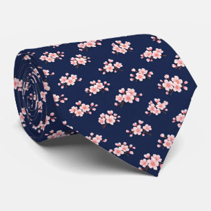 Marineblaue Kirschblüten-Weichrosa-Sakura-Blumen  Krawatte