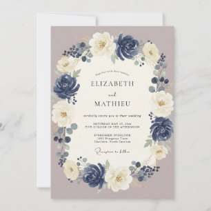 Marineblaue klassische Winterhochzeit Einladung