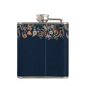 Marineblaue kleine Wildblumen-Braut-Party-Flasche Flachmann (Rückseite)