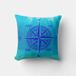 Marineblaue Kompassrose Kissen