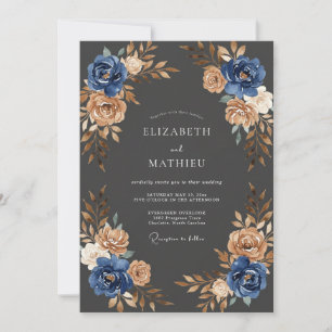 Marineblaue Kupfer-Hochzeit Einladung