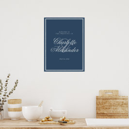 Marineblaue Küstenhochzeit Elegantes Willkommenssc Poster