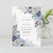 Marineblaue makellose Winterhochzeit Einladung (Stehend Vorderseite)