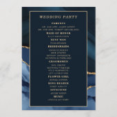 Marineblaue Marmor-Hochzeitsprogramm Brautparty Programm (Rückseite)