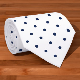 Marineblaue Mini-Polka-Punkt-Muster auf weißer Kra Krawatte