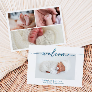 Marineblaue minimalistische Baby-Foto-Ankündigungs